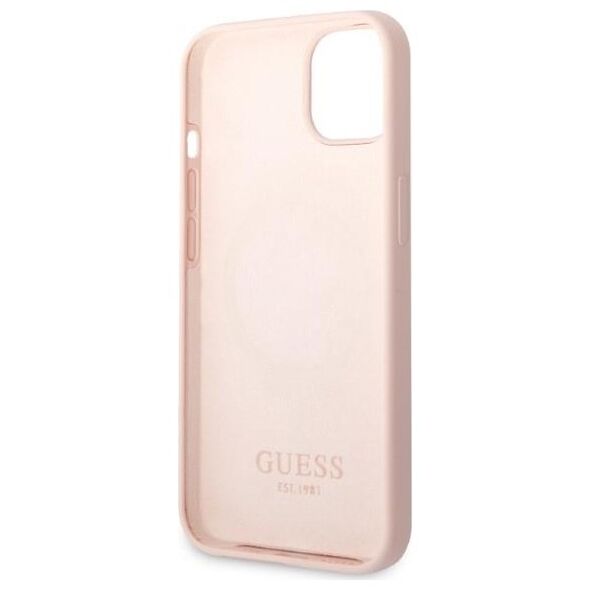Guess case for iPhone 13 Pro / 13 6,1&quot; GUHMP13LSPLP pink hard case Silicone Logo Plate MagSafe 3666339056872