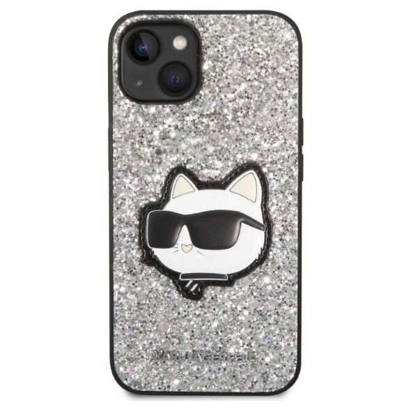 Karl Lagerfeld case for iPhone 14 6,1&quot; KLHCP14SG2CPS silver hardcase Glitter Choupette Patch 3666339099435