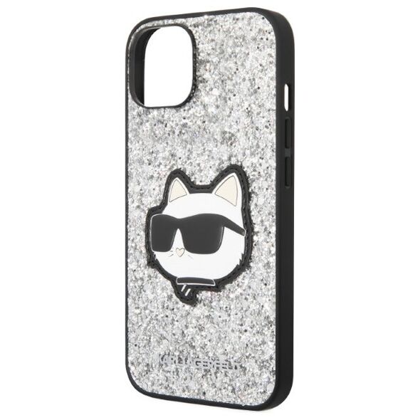 Karl Lagerfeld case for iPhone 14 6,1&quot; KLHCP14SG2CPS silver hardcase Glitter Choupette Patch 3666339099435