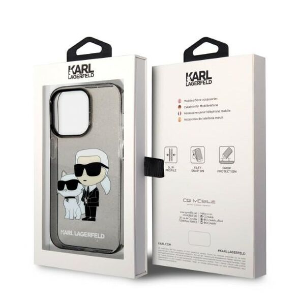 Karl Lagerfeld case for iPhone 14 Pro Max 6,7&quot; KLHCP14XHNKCTGK black hardcase Gliter Karl&Choupette 3666339087234