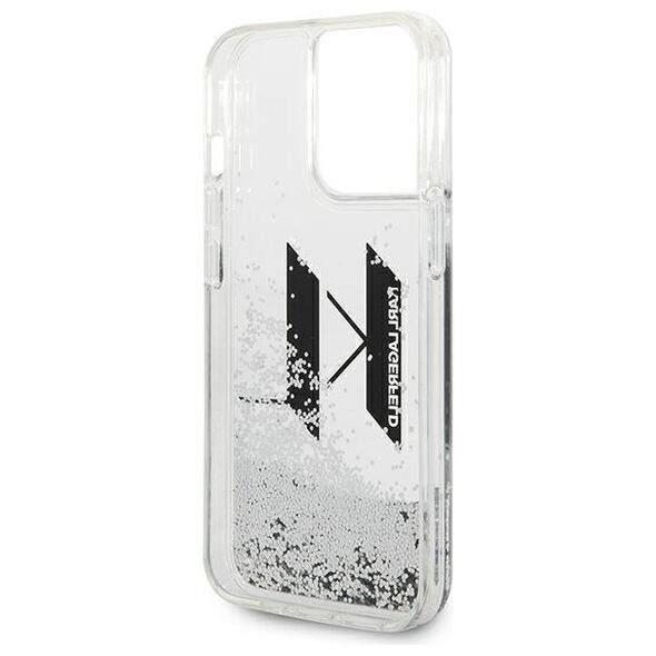 Karl Lagerfeld case for iPhone 14 Pro 6,1&quot; KLHCP14LLBKLCS silver Liquid Glitter case Big KL Logo 3666339085704