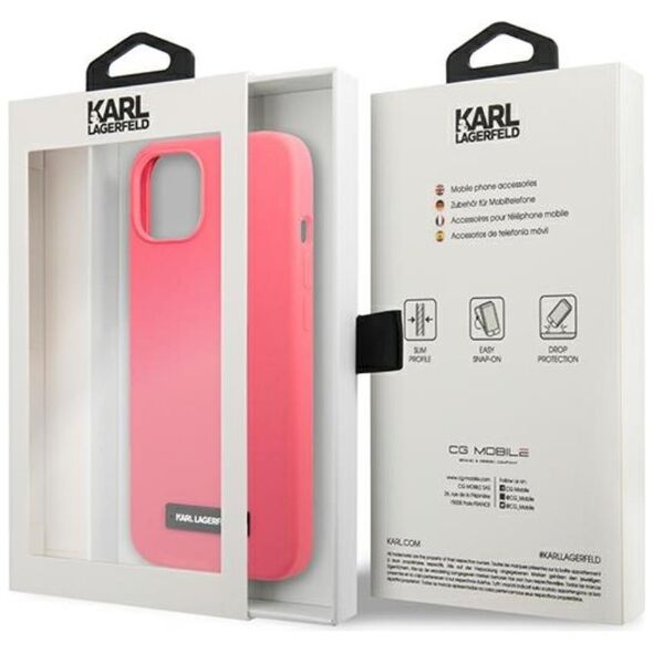 Karl Lagerfeld case for iPhone 13 KLHCP13MSLMP1PI fuchsia hard case Liquid Glitter Logo 3666339048815