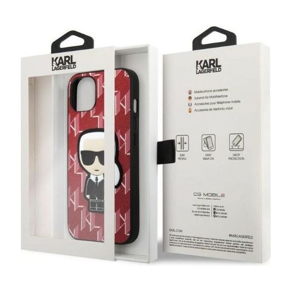 Karl Lagerfeld case for iPhone 13 Mini KLHCP13SPMNIKPI red hard case Monogram Iconic Karl 3666339049409