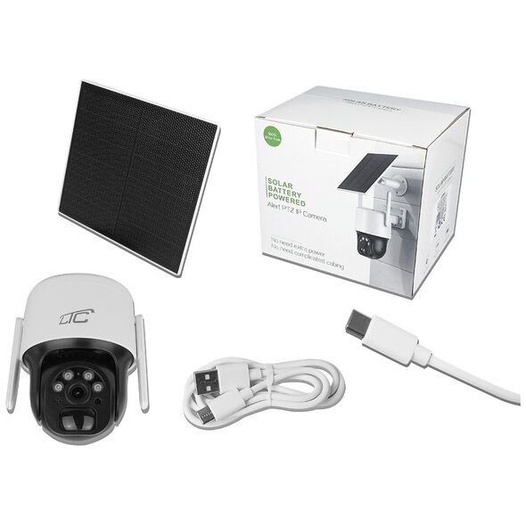 Solar rotary exterior IP camera white IP66 PTZ WiFi IP 3Mpix  3W USB-C 5V 9600mAh 320* SMART LTC Vision 5902270785869
