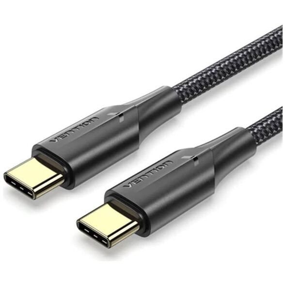 VENTION Nylon Braided Type-C to Type-C 3A Cable 1M Black LED Type (TAUBF) (VENTAUBF) έως 12 άτοκες Δόσεις