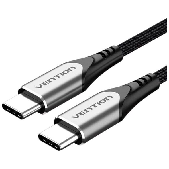 VENTION Nylon Braided Type-C to Type-C 3A/PD 60W Cable 1.5M Gray Aluminum Alloy Type (TADHG) (VENTADHG) έως 12 άτοκες Δόσεις