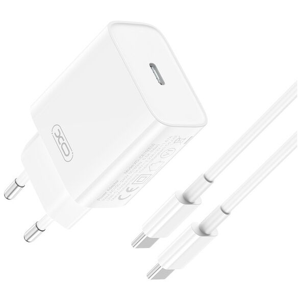 XO wall charger CE15 PD 20W 1x USB-C white + USB-C - USB-C cable 6920680846252