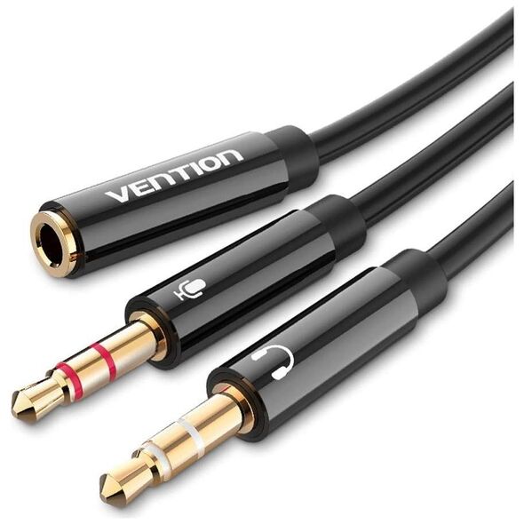 VENTION 2*3.5mm Male to 4Pole 3.5mm Female Audio Cable 0.3M Black ABS Type (BBTBY) (VENBBTBY) έως 12 άτοκες Δόσεις