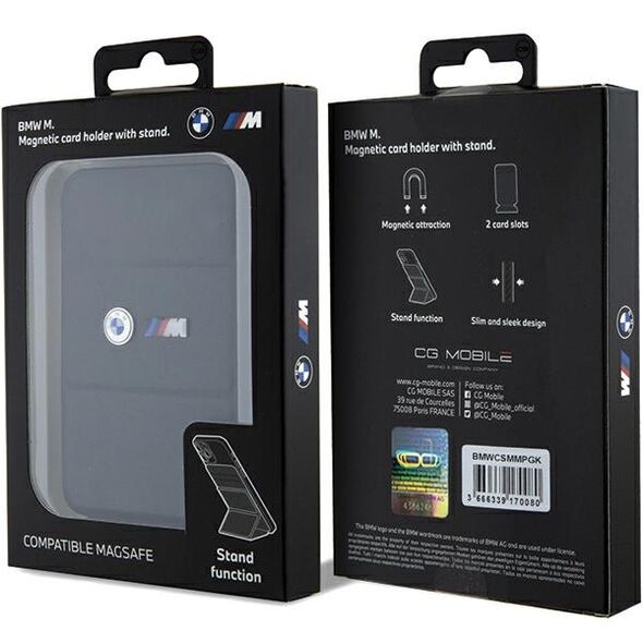 BMW card holder for phone BMWCSMMPGK black Wallet Magsafe PU Metal Logos 3666339170080