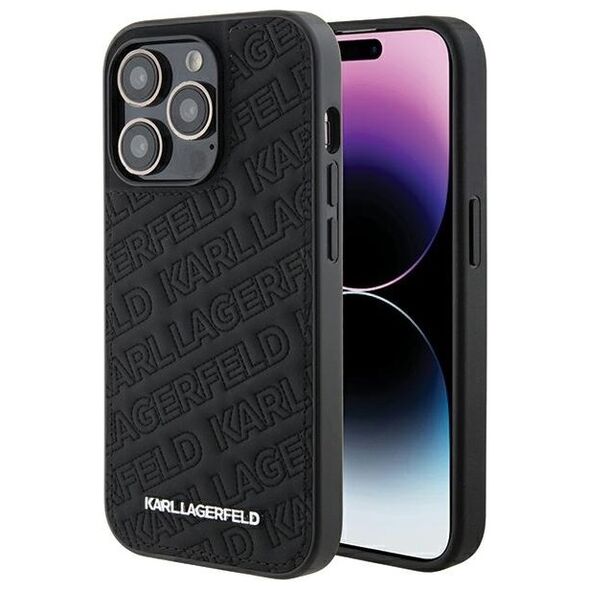Karl Lagerfeld case for iPhone 15 Pro 6,1&quot; KLHCP15LPQKPMK black HC QUILTED K PATTERN 3666339165055