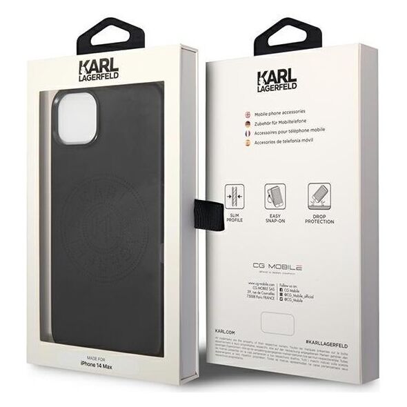 Karl Lagerfeld case for iPhone 14 Plus 6,7&quot; KLHCP14MFWHK black PU Leather case Perforated Logo and Metal Buttons 3666339093204
