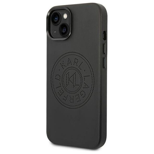 Karl Lagerfeld case for iPhone 14 Plus 6,7&quot; KLHCP14MFWHK black PU Leather case Perforated Logo and Metal Buttons 3666339093204