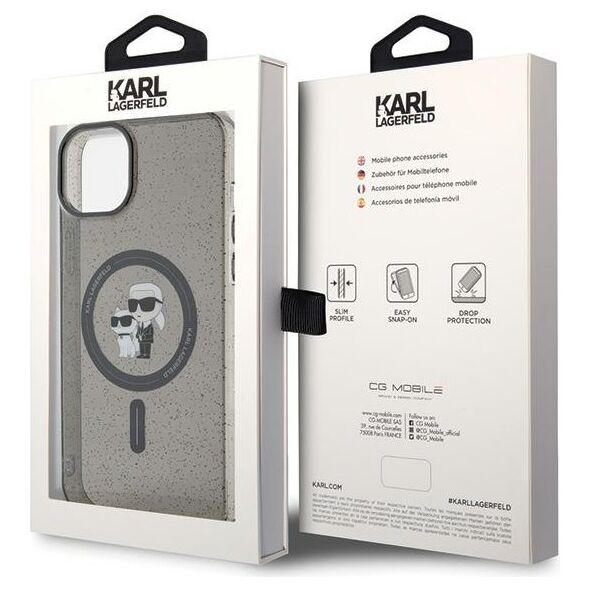 Karl Lagerfeld case for iPhone 15 Plus 6,7&quot; KLHMP15MHGKCNOK black HC Magsafe IML KC Glitter 3666339162641