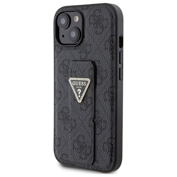 Guess case for iPhone 15 6,1&quot; GUHCP15SPGS4TDK black HC GRIPSTAND PU 4G TRIANGLE STRASS 3666339197292