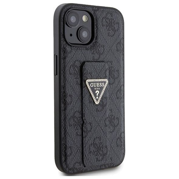 Guess case for iPhone 15 6,1&quot; GUHCP15SPGS4TDK black HC GRIPSTAND PU 4G TRIANGLE STRASS 3666339197292