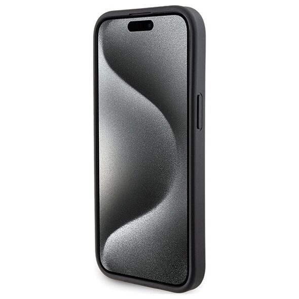Guess case for iPhone 15 6,1&quot; GUHCP15SPGS4TDK black HC GRIPSTAND PU 4G TRIANGLE STRASS 3666339197292