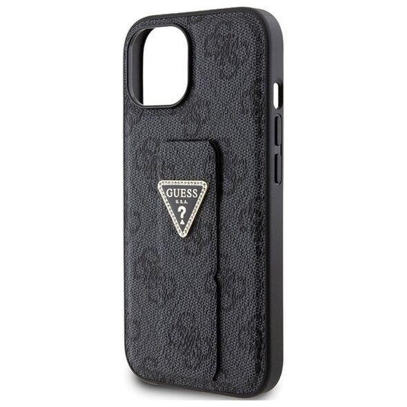 Guess case for iPhone 15 6,1&quot; GUHCP15SPGS4TDK black HC GRIPSTAND PU 4G TRIANGLE STRASS 3666339197292