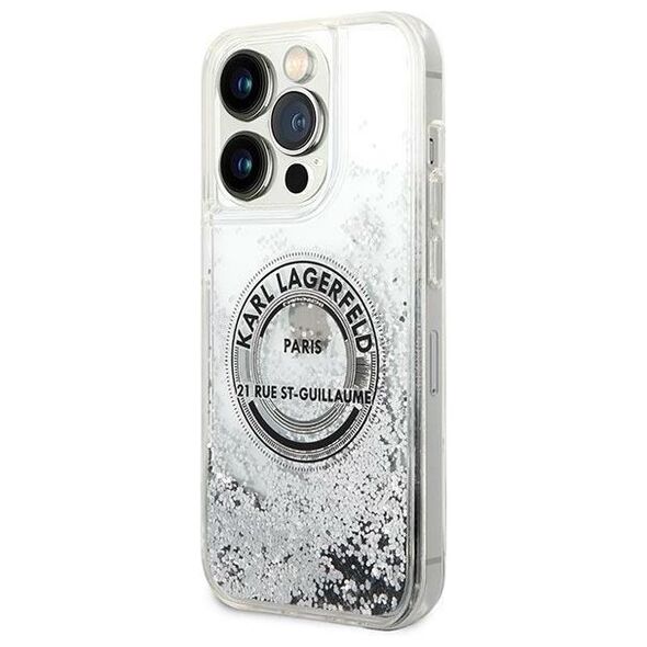 Karl Lagerfeld case for iPhone 14 Pro Max 6,7&quot; KLHCP14XLCRSGRS silver hardcase Liquid Glitter RSG 3666339085919
