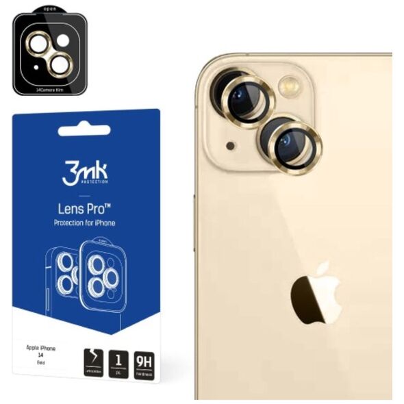 3mk hybrid glass Lens Protection Pro for camera for iPhone 14 Plus / 14 Pro Max 6,7&quot; gold 5903108484053