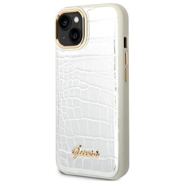Guess case for iPhone 14 Plus 6,7&quot; GUHCP14MHGCRHS silver hardcase Croco Collection 3666339083090