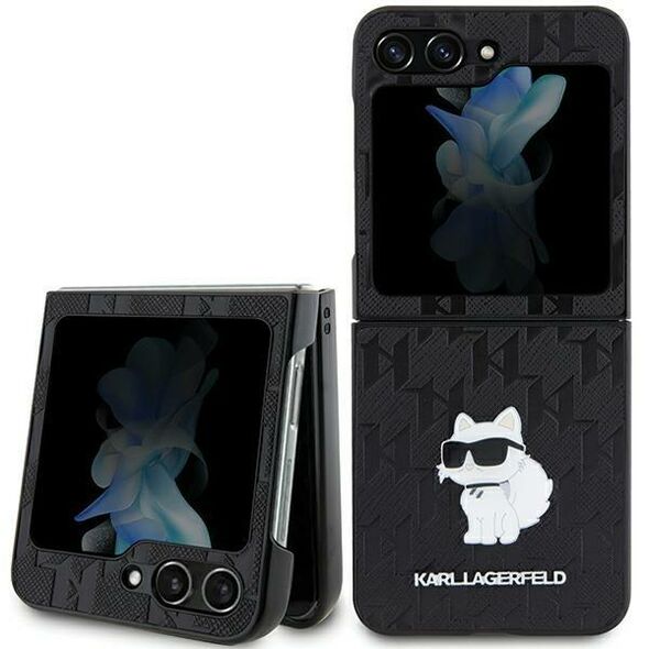 Karl Lagerfeld Saffiano Monogram Choupette Pin case for Samsung Galaxy Z Flip 5 - black