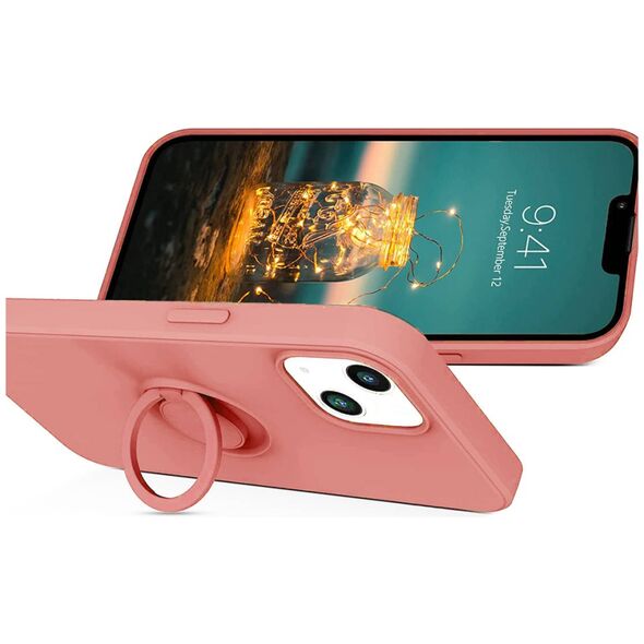 Case IPHONE 13 PRO Silicone Ring Magnetic Stand pink 5904161118268