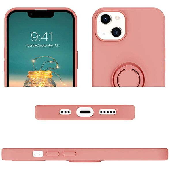 Case IPHONE 13 PRO Silicone Ring Magnetic Stand pink 5904161118268