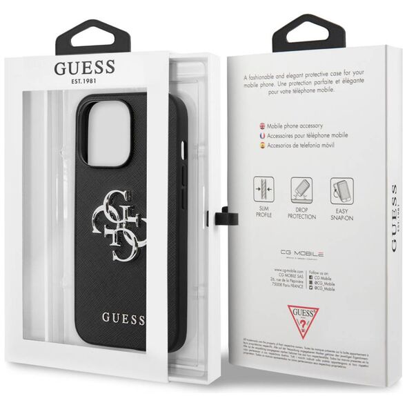 Original Case IPHONE 13 PRO / 13 6,1" Guess Hardcase Saffiano 4G Metal Logo GUHCP13LSA4GSBK black 3666339024093
