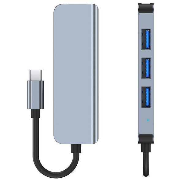 Splitter 4in1 USB HUB USB-C to 4xUSB Adapter Tech-Protect V1-HUB grey 9589046919367