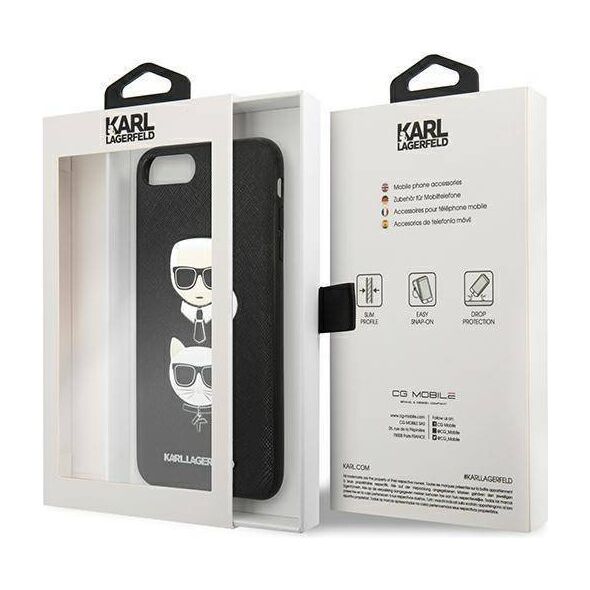 Original Case IPHONE 7+ / 8+ Karl Lagerfeld Hardcase Saffiano Ikonik Karl&Choupette Head (KLHCI8LSAKICKCBK) black 3666339054991