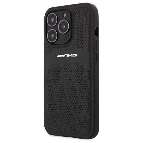 Case IPHONE 13 PRO MAX Mercedes AMG Hardcase Leather Curved Lines (AMHCP13XOSDBK) black 3666339019006