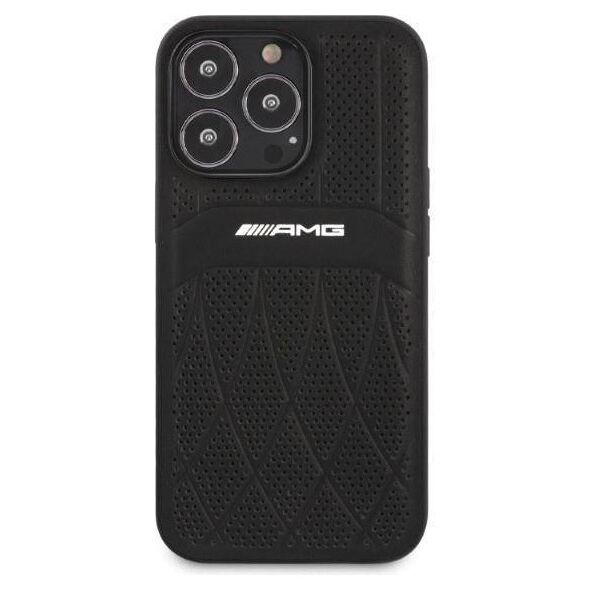 Case IPHONE 13 PRO MAX Mercedes AMG Hardcase Leather Curved Lines (AMHCP13XOSDBK) black 3666339019006