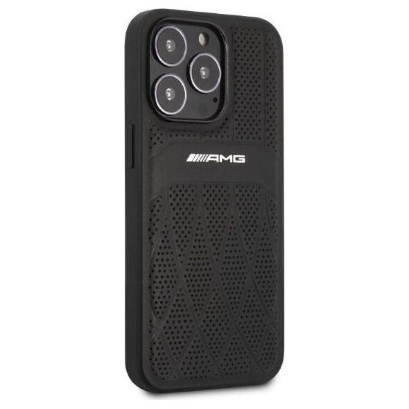 Case IPHONE 13 PRO MAX Mercedes AMG Hardcase Leather Curved Lines (AMHCP13XOSDBK) black 3666339019006