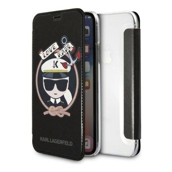 Original Case IPHONE X / XS Karl Lagerfeld Bookcase Signature Glitter black 3700740413623