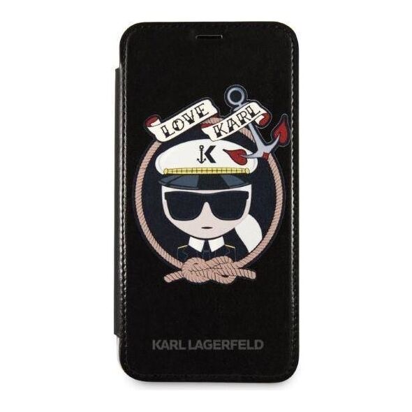 Original Case IPHONE X / XS Karl Lagerfeld Bookcase Signature Glitter black 3700740413623