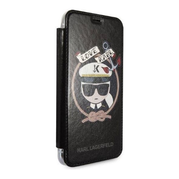 Original Case IPHONE X / XS Karl Lagerfeld Bookcase Signature Glitter black 3700740413623