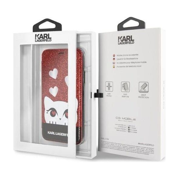 Original Case IPHONE X / XS Karl Lagerfeld Book Valentine red 3700740413654