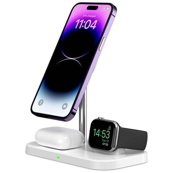 Wireless Magnetic Charger 3in1 15W for Smartphones with MagSafe, AirPods, Apple Watch Watch Tech-Protect QI15W A22 white 9490713930977