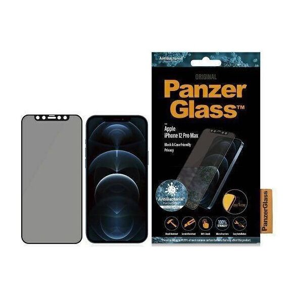 Tempered Glass 5D IPHONE 12 PRO MAX PanzerGlass E2E Super+ Case Friendly AntiBacterial Microfracture Privacy black 5711724127120