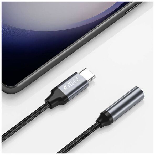 Adapter for Earphones USB-C - minijack 3,5mm Tech-Protect Ultraboost black 9490713929667
