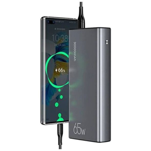 Powerbank 30000mAh  65W 2x QC3.0 USB + USB-C PD + Cable USB-C - USB-C USAMS PB59 grey 6958444973746