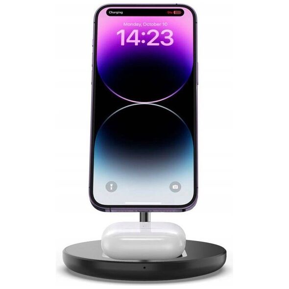 Magnetic 2-in-1 Wireless Charger MagSafe for Smartphone + AirPods Tech-Protect QI15W-A21 black 9490713931080