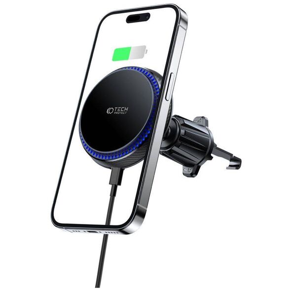 Magnetic MagSafe Car Mount with Wireless Charging 15W for Vent Car Tech-Protect MM15W-V4 black 9490713933787