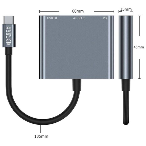 Adapter HUB 3in1 Tech-Protect V1-HUB grey 9490713935248
