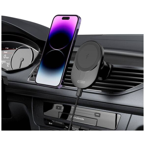 Magnetic MagSafe Car Mount with Wireless Charging 15W for Vent Car Tech-Protect MM15W-V1 black 9490713934562