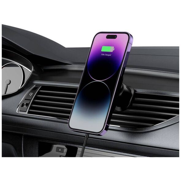 Magnetic MagSafe Car Mount with Wireless Charging 15W for Vent Car Tech-Protect MM15W-V1 black 9490713934562