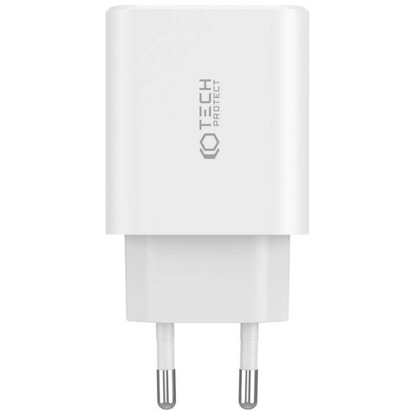 Wall Charger 30W 2x PD USB-C + QC3.0 USB Tech-Protect C30W white 9490713935262