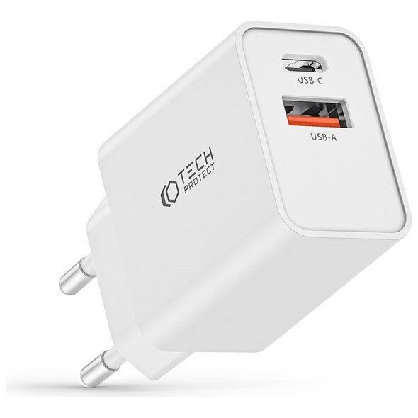 Ładowarka Sieciowa 30W PD USB-C + QC3.0 USB Tech-Protect NC30W biała 9490713935194