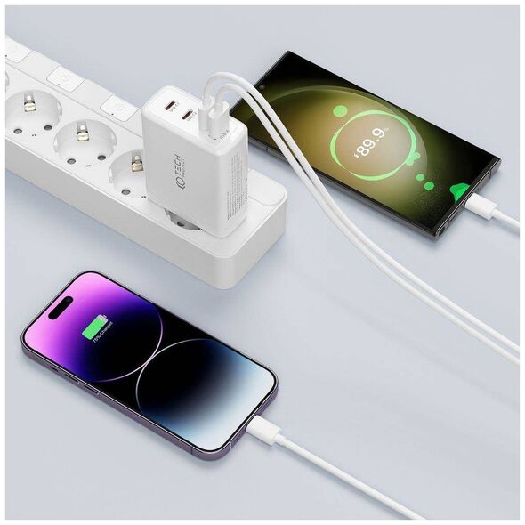 Wall Charger 100W 3x USB-C PD + QC3.0 USB Tech-Protect NC100W-GAN white 9490713934814