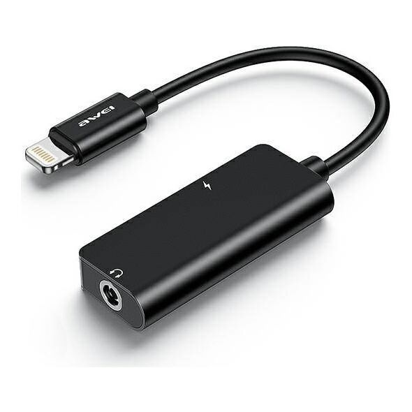 2in1 iPhone Lightning Adapter - iPhone Lightning + Jack 3.5 AWEI (CL-121) black 6954284096652